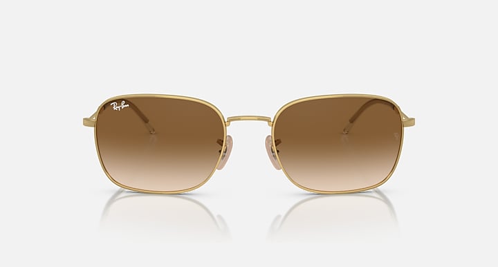 RB3706 sunglasses, gold frame with warm brown tinted lenses, front view
