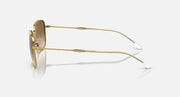 RB3706 sunglasses side view, gold frame with brown lenses and clear temple tips