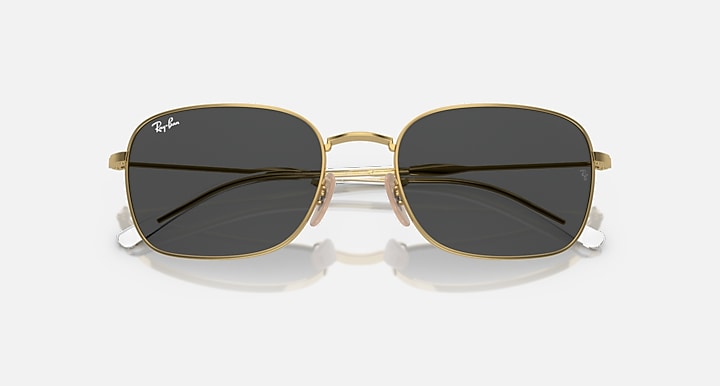 Ray-Ban RB3706 sunglasses, gold metal frames with dark oval lenses