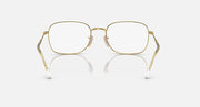 Ray-Ban RB3706 sunglasses, gold rectangular metal frames with clear lenses, front view