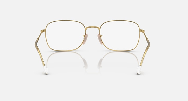 Ray-Ban RB3706 sunglasses, gold rectangular metal frames with clear lenses, front view