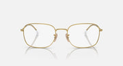 Ray-Ban RB3706 sunglasses, gold rectangular metal frames, front view with clear lenses