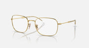 Ray-Ban RB3706 sunglasses, gold rectangular metal frames with clear lenses