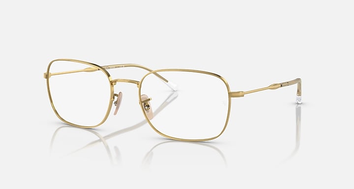 Ray-Ban RB3706 sunglasses, gold rectangular metal frames with clear lenses