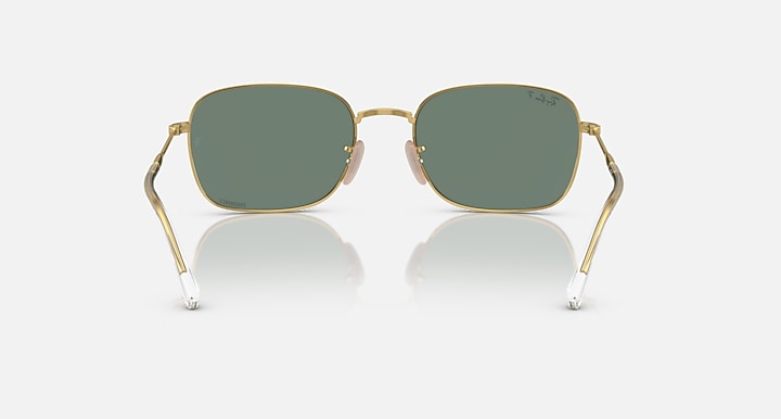 RB3706 sunglasses, gold frame with dark green lenses, front view