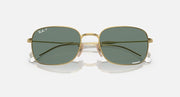 RB3706 sunglasses top view, gold frame with dark green gradient lenses