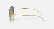 RB3706 sunglasses side view, gold frame with dark green lenses and clear tips