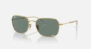 RB3706 sunglasses, gold frame with dark green lenses, front side view