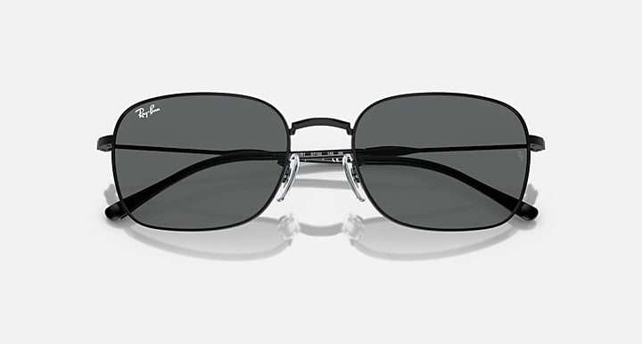 Ray-Ban RB3706 sunglasses with dark lenses and black frame, front view with open bridge