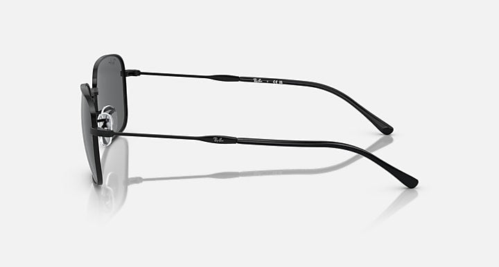 Ray-Ban RB3706 sunglasses with dark gray lenses and black frame, left side view