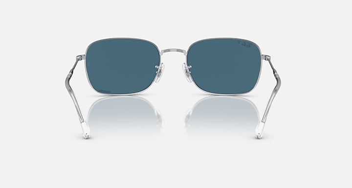 Ray-Ban RB3706 sunglasses with blue lenses and silver frame, front view
