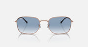 Rectangular sunglasses, rose-gold frame, light blue gradient lenses