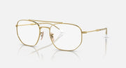 Gold metal frame sunglasses with clear lenses.