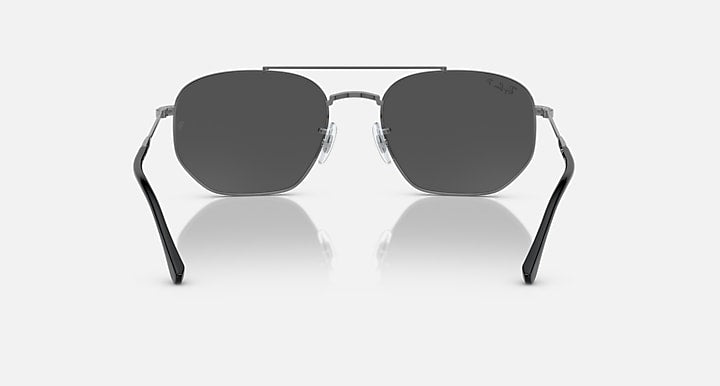 RB3707 sunglasses with black frame and dark grey oval lenses