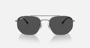 RB3707 sunglasses with silver frame and dark grey gradient oval lenses
