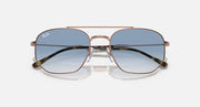 RB3707 sunglasses with rose gold frame and blue lenses with black gradient top
