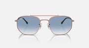 RB3707 sunglasses with rose gold frame and light-blue gradient oval lenses