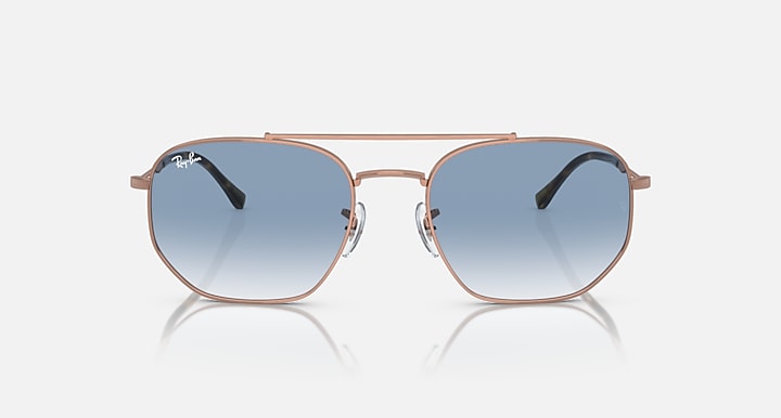 RB3707 sunglasses with rose gold frame and light-blue gradient oval lenses