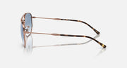 RB3707 sunglasses with rose gold frame and blue lenses, patterned temple arms