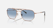 RB3707 sunglasses with rose gold frame and blue-to-clear gradient lenses