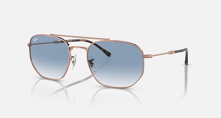 RB3707 sunglasses with rose gold frame and blue-to-clear gradient lenses