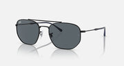 Dark grey lens metal-framed sunglasses with black temples.