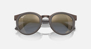 Ray-Ban round sunglasses with dark frames and reflective gradient lenses