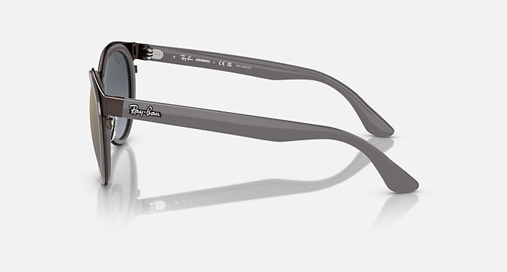 Ray-Ban side-profile sunglasses with dark frame and temple logo