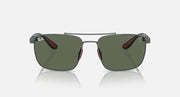 Ray-Ban RB3715M square sunglasses, front view, dark green lenses on gunmetal frame