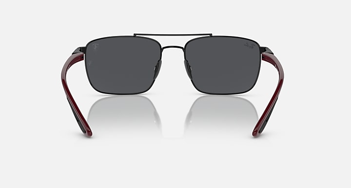 Ray-Ban RB3715M square sunglasses front view with dark gray lenses and maroon accents