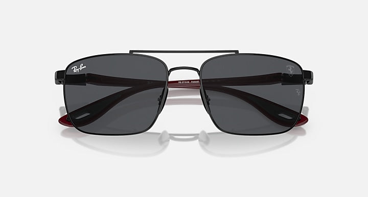 Ray-Ban RB3715M square sunglasses with dark gray mirrored lenses and metal frame