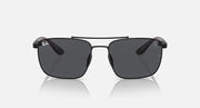 Ray-Ban RB3715M square sunglasses, front view, dark gray lenses with black metal frame