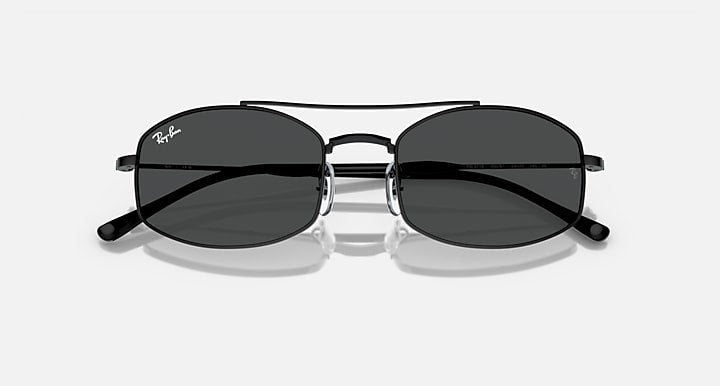 Ray-Ban sunglasses with dark oval lenses and black frame, centered front