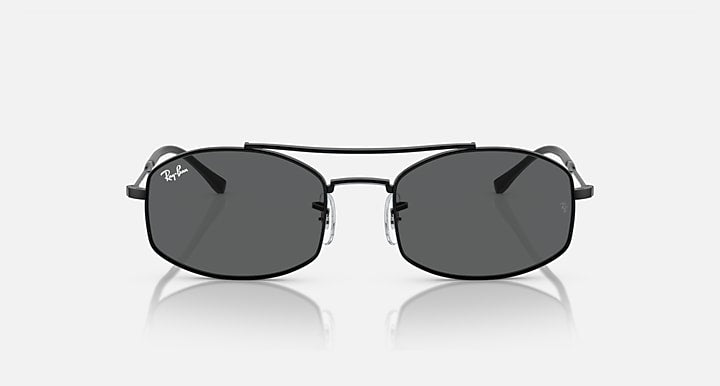 Ray-Ban sunglasses with dark oval lenses and black frame front view