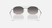 Ray-Ban sunglasses front view with gradient lenses and clear silver frame