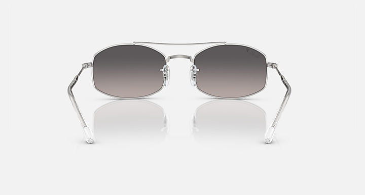 Ray-Ban sunglasses front view with gradient lenses and clear silver frame
