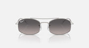 Ray-Ban sunglasses with gradient lenses and clear frame with silver finish