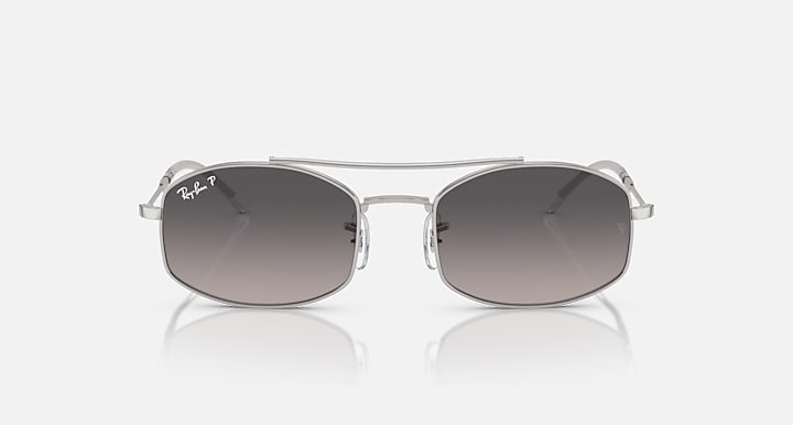 Ray-Ban sunglasses with gradient lenses and clear frame with silver finish