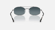 Ray-Ban RB3719 sunglasses with dark blue lenses and silver frame, black temples