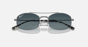 Ray-Ban RB3719 sunglasses with dark lenses and black frame front, silver bridge