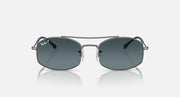 Ray-Ban RB3719 sunglasses with dark blue lenses and silver metal frame, front view