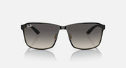 Square sunglasses with black frame and brown-tinted gradient lenses