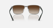 Ray-Ban square sunglasses with brown lenses and dark green frame details