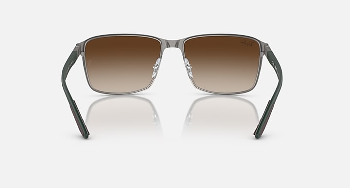 Ray-Ban square sunglasses with brown lenses and dark green frame details