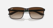 Ray-Ban square sunglasses with brown lenses and dark front frame