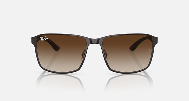 Ray-Ban square sunglasses with brown gradient lenses and black front frame