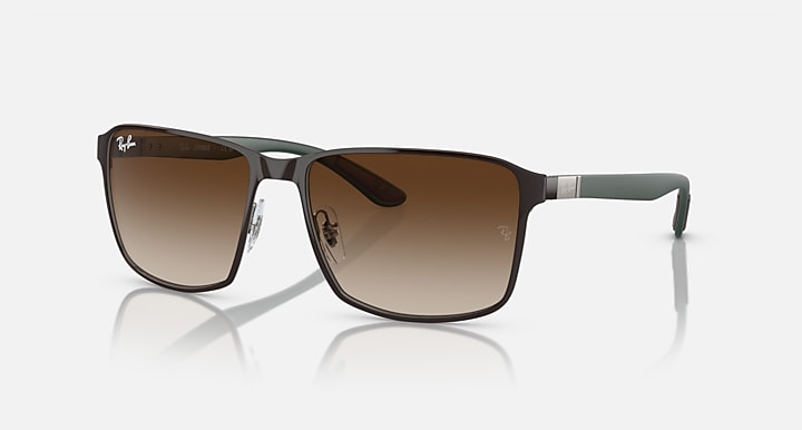 Ray-Ban square sunglasses with brown gradient lenses and dark frames