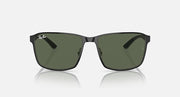 Ray-Ban square sunglasses with dark green lenses and dark front frame