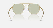 Gold aviator sunglasses with light green tinted lenses and curved metal nose bridge