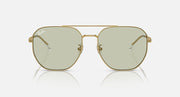 Gold aviator sunglasses with light green tinted lenses and thin metal frame